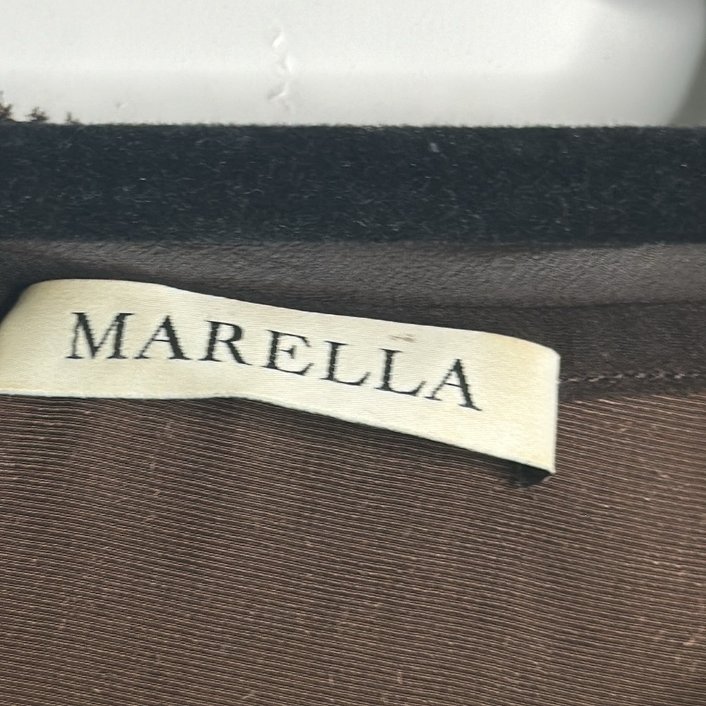 MARELLA brown velvet embellish  Regencycore burnout  baby doll top size 8 Fariy - Picture 8 of 11